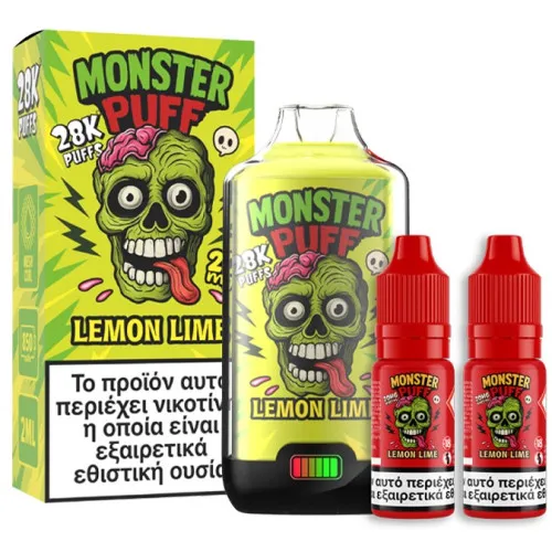 Monster Puff 28K Kit Lemon Lime Συσκευή 2ml & 2x10ml 20mg